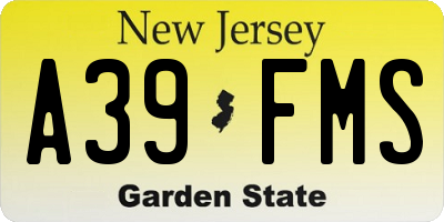 NJ license plate A39FMS