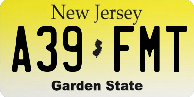 NJ license plate A39FMT