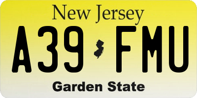 NJ license plate A39FMU