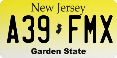 NJ license plate A39FMX