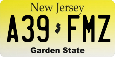 NJ license plate A39FMZ