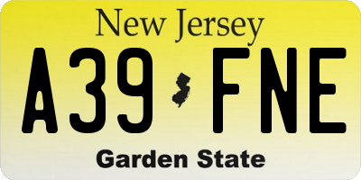 NJ license plate A39FNE