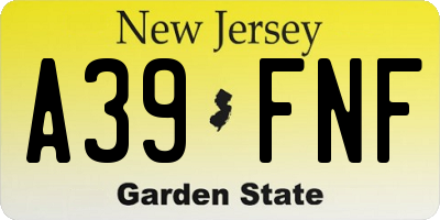 NJ license plate A39FNF