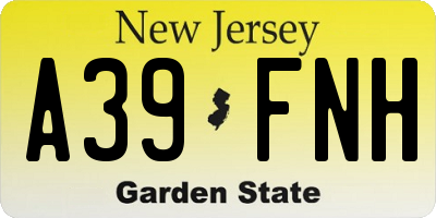NJ license plate A39FNH