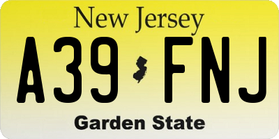 NJ license plate A39FNJ