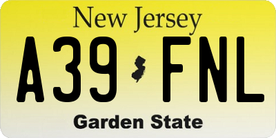 NJ license plate A39FNL