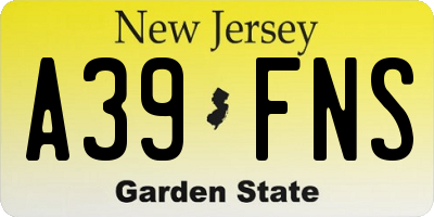 NJ license plate A39FNS
