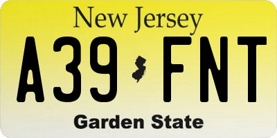 NJ license plate A39FNT