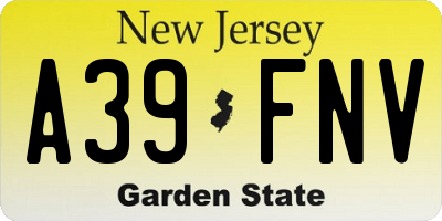 NJ license plate A39FNV