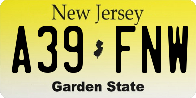NJ license plate A39FNW