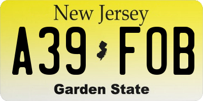 NJ license plate A39FOB