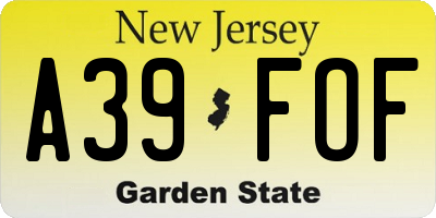 NJ license plate A39FOF
