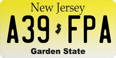 NJ license plate A39FPA