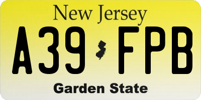 NJ license plate A39FPB