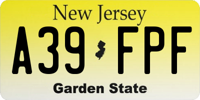 NJ license plate A39FPF