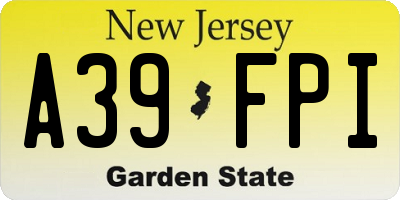 NJ license plate A39FPI
