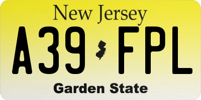 NJ license plate A39FPL