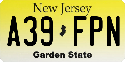 NJ license plate A39FPN