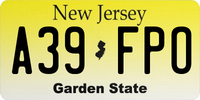 NJ license plate A39FPO