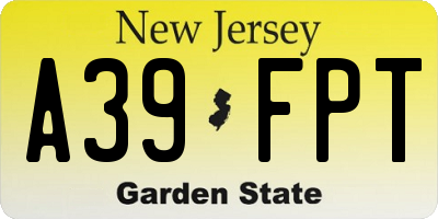NJ license plate A39FPT
