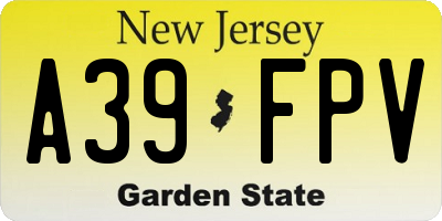 NJ license plate A39FPV