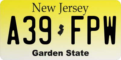 NJ license plate A39FPW