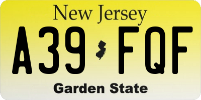 NJ license plate A39FQF
