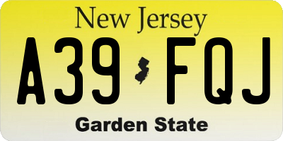 NJ license plate A39FQJ