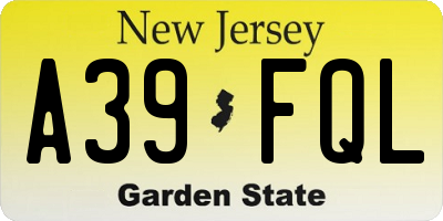 NJ license plate A39FQL