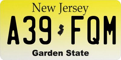 NJ license plate A39FQM