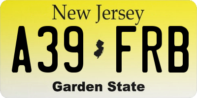 NJ license plate A39FRB