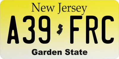 NJ license plate A39FRC