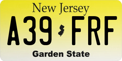 NJ license plate A39FRF
