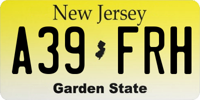 NJ license plate A39FRH