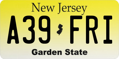 NJ license plate A39FRI