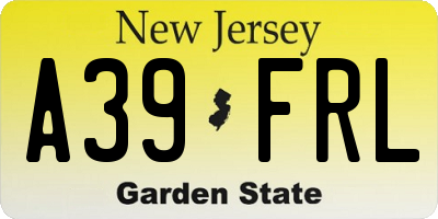 NJ license plate A39FRL
