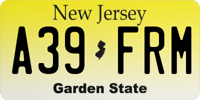 NJ license plate A39FRM