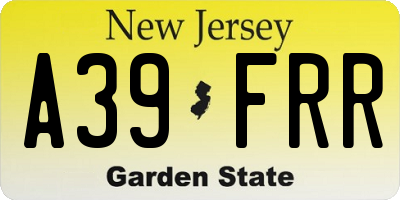 NJ license plate A39FRR