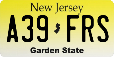 NJ license plate A39FRS