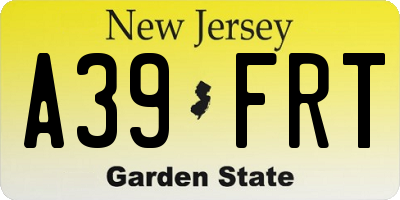 NJ license plate A39FRT