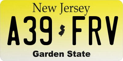 NJ license plate A39FRV