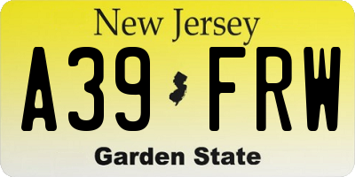 NJ license plate A39FRW