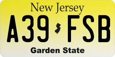 NJ license plate A39FSB
