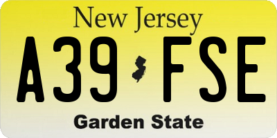 NJ license plate A39FSE