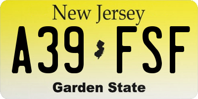 NJ license plate A39FSF