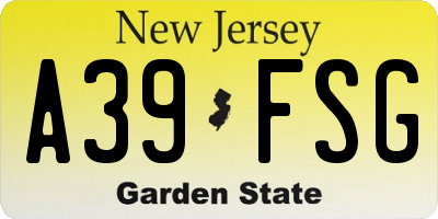 NJ license plate A39FSG