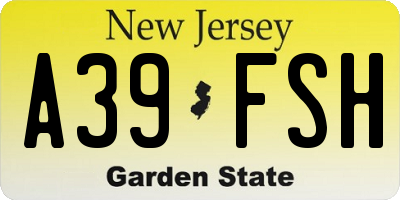 NJ license plate A39FSH