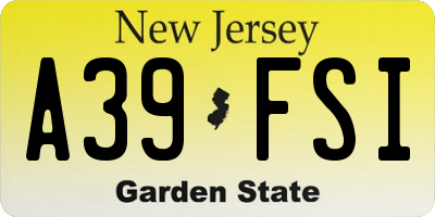 NJ license plate A39FSI