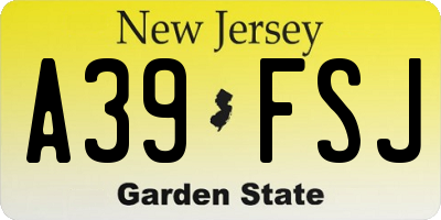 NJ license plate A39FSJ