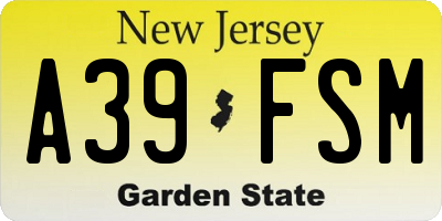 NJ license plate A39FSM